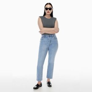 Aritzia Babaton Contour Shoulder Pad Bodysuit in Echo Grey Sz M